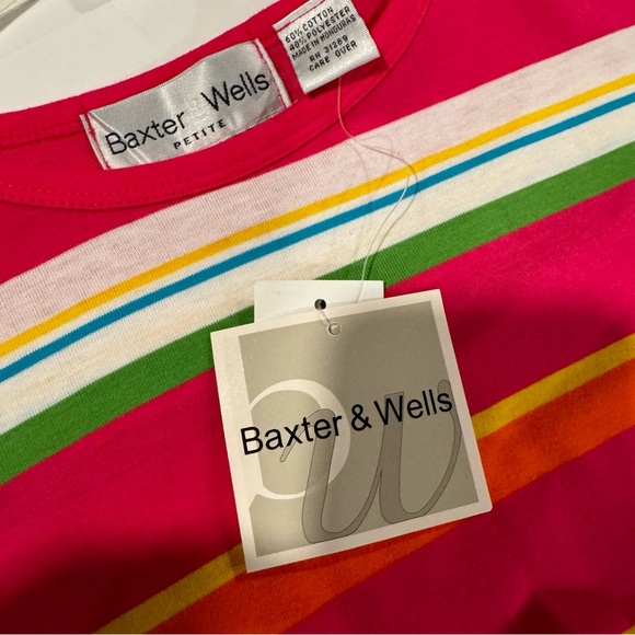 Baxter & Wells Striped Cropped T Shirt Size Petite Medium - Picture 6 of 6